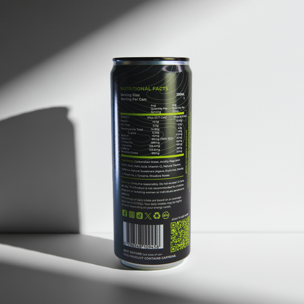 Can with nutritional facts and recycling information on a white background
